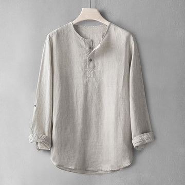 Breathable Linen Stand Collar Meditation Shirt