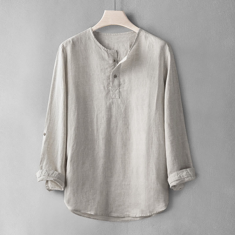 Breathable Linen Stand Collar Meditation Shirt