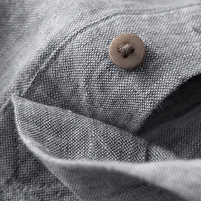 Breathable Linen Stand Collar Meditation Shirt