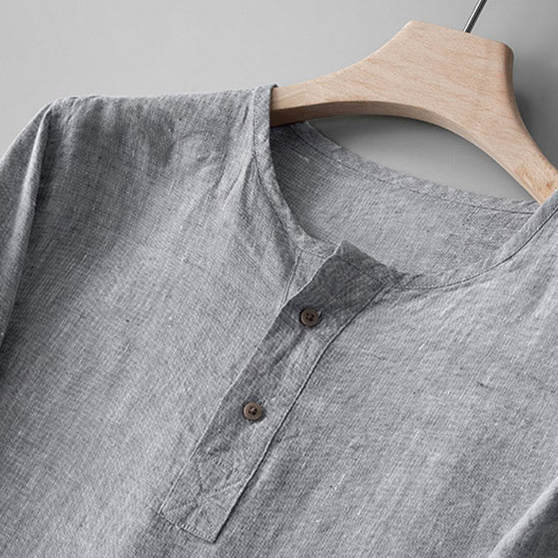 Breathable Linen Stand Collar Meditation Shirt