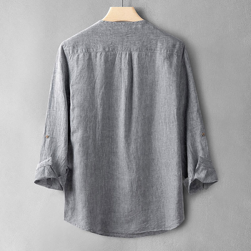 Breathable Linen Stand Collar Meditation Shirt