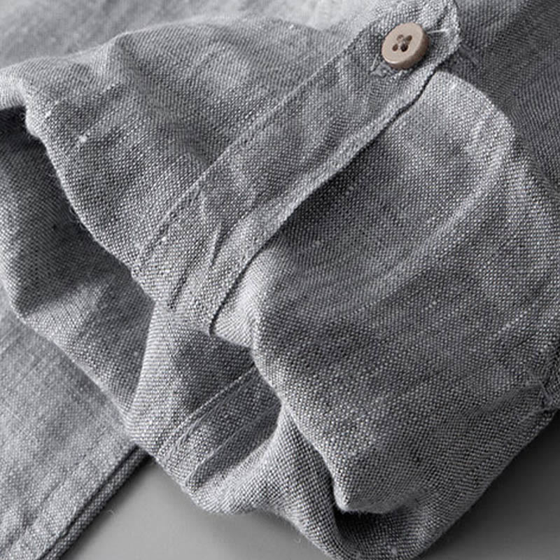 Breathable Linen Stand Collar Meditation Shirt