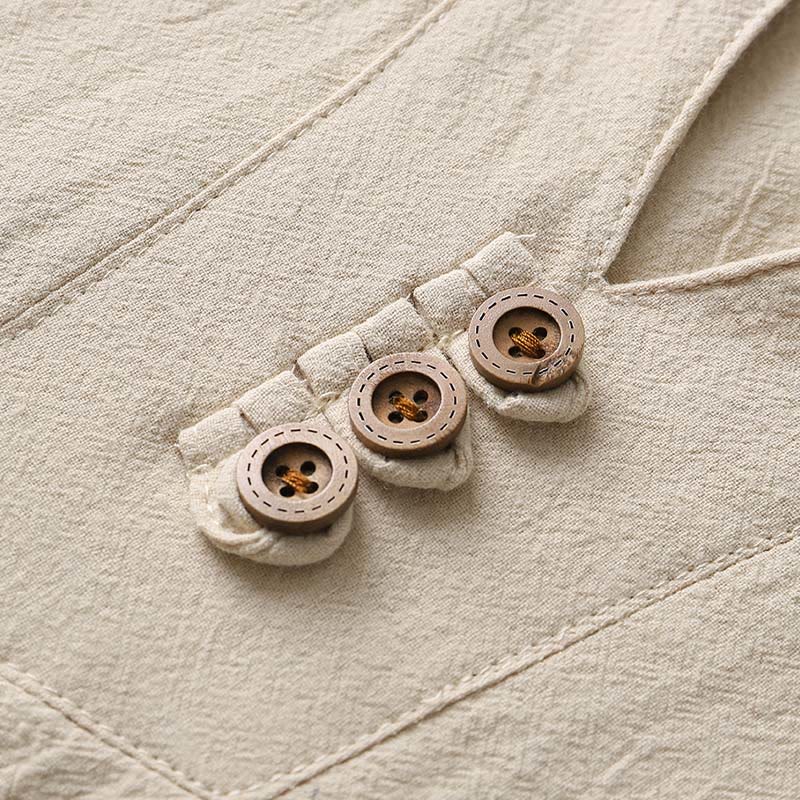 Tactile Cotton Linen Long Sleeve V-Neck Meditation Shirt