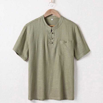 Tactile Linen Notched Neck Mindful Meditation Shirt