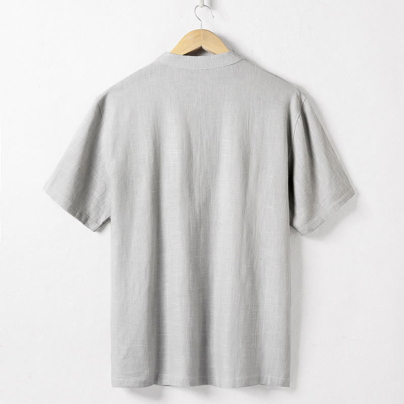 Tactile Linen Notched Neck Mindful Meditation Shirt
