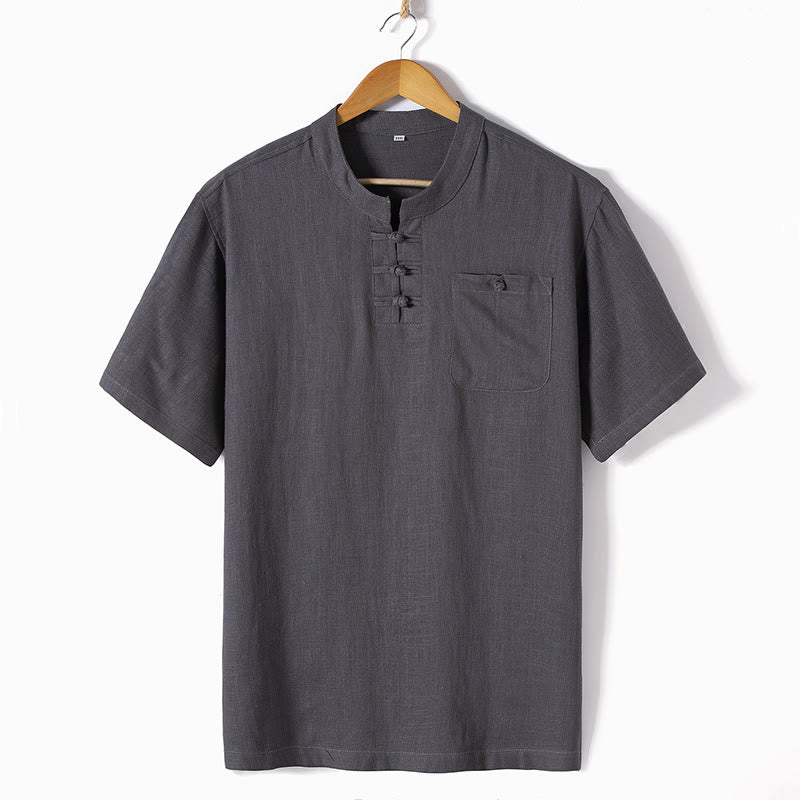 Tactile Linen Notched Neck Mindful Meditation Shirt