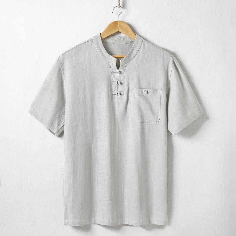 Tactile Linen Notched Neck Mindful Meditation Shirt