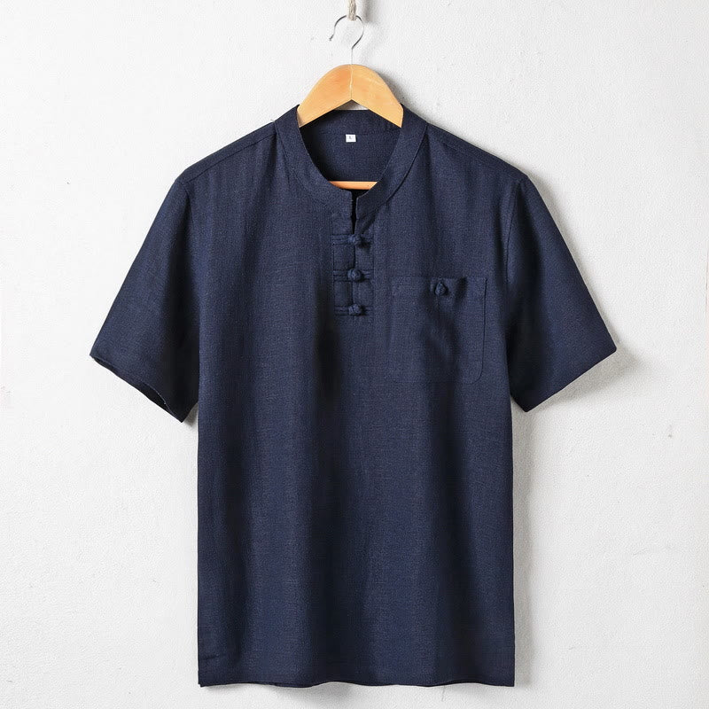 Tactile Linen Notched Neck Mindful Meditation Shirt