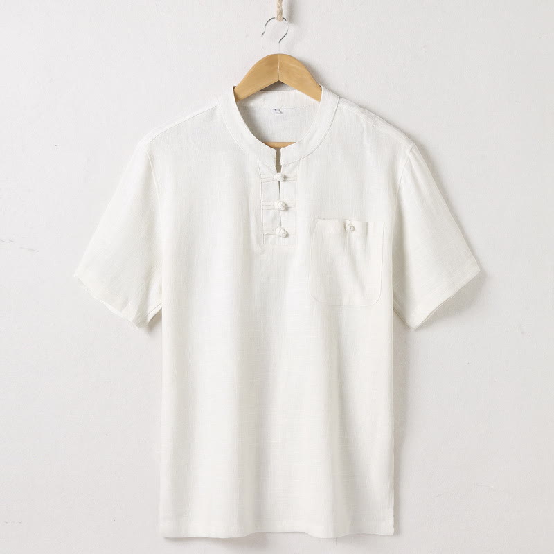 Tactile Linen Notched Neck Mindful Meditation Shirt