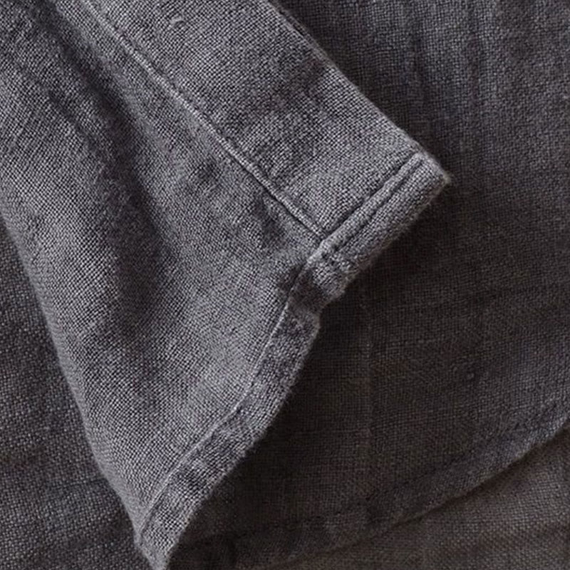 Men's Shirt Solid Color Lapel Top Long Sleeve Comfy Button Crease Cotton Linen Shirt