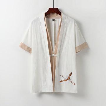 Structured Cotton Frog-Button Meditation Shirt