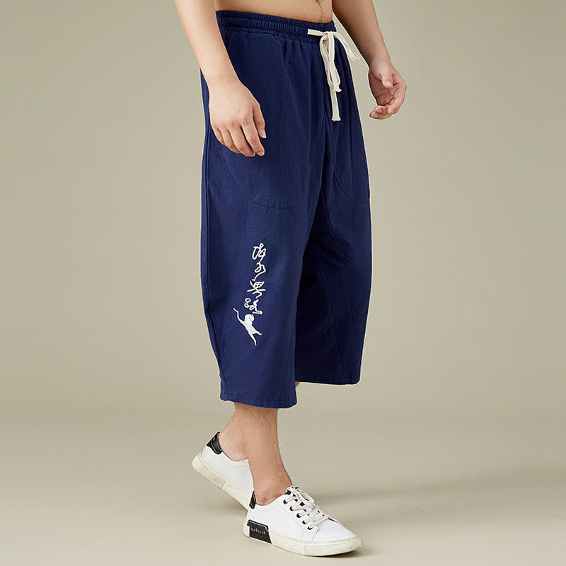 Casual Solid Color Men's Straight Leg Shorts With Pockets Leisure Cotton Men's Pants