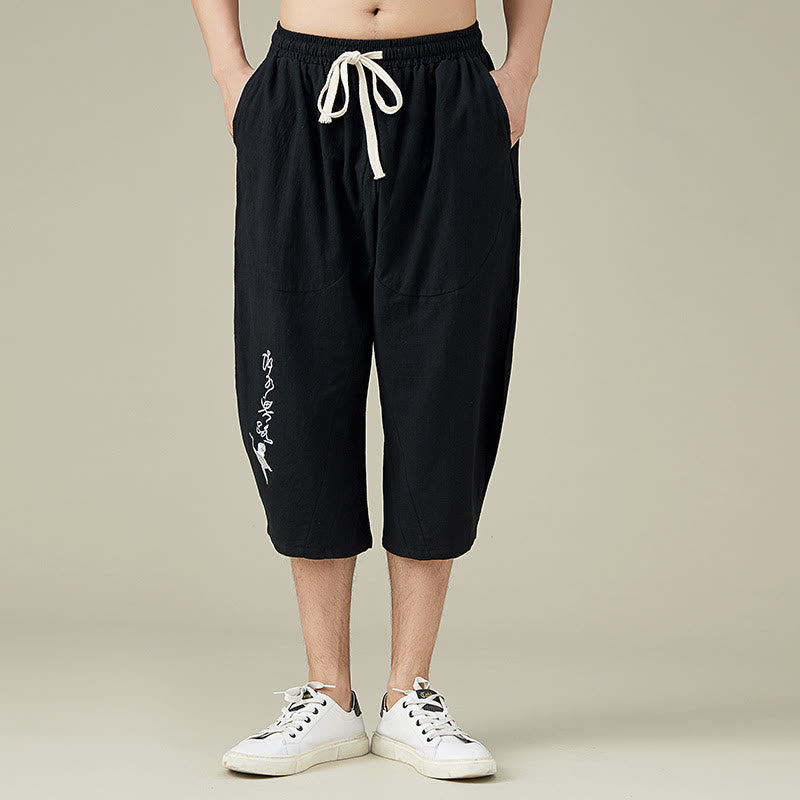 Casual Solid Color Men's Straight Leg Shorts With Pockets Leisure Cotton Men's Pants