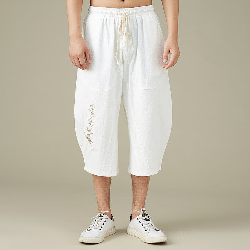 Casual Solid Color Men's Straight Leg Shorts With Pockets Leisure Cotton Men's Pants