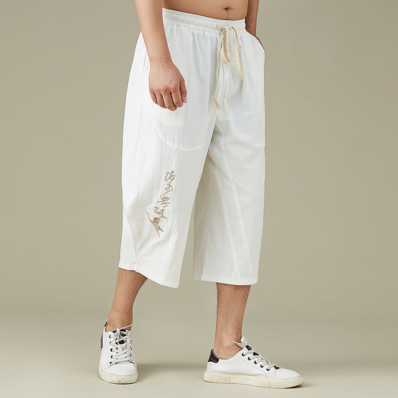 Casual Solid Color Men's Straight Leg Shorts With Pockets Leisure Cotton Men's Pants
