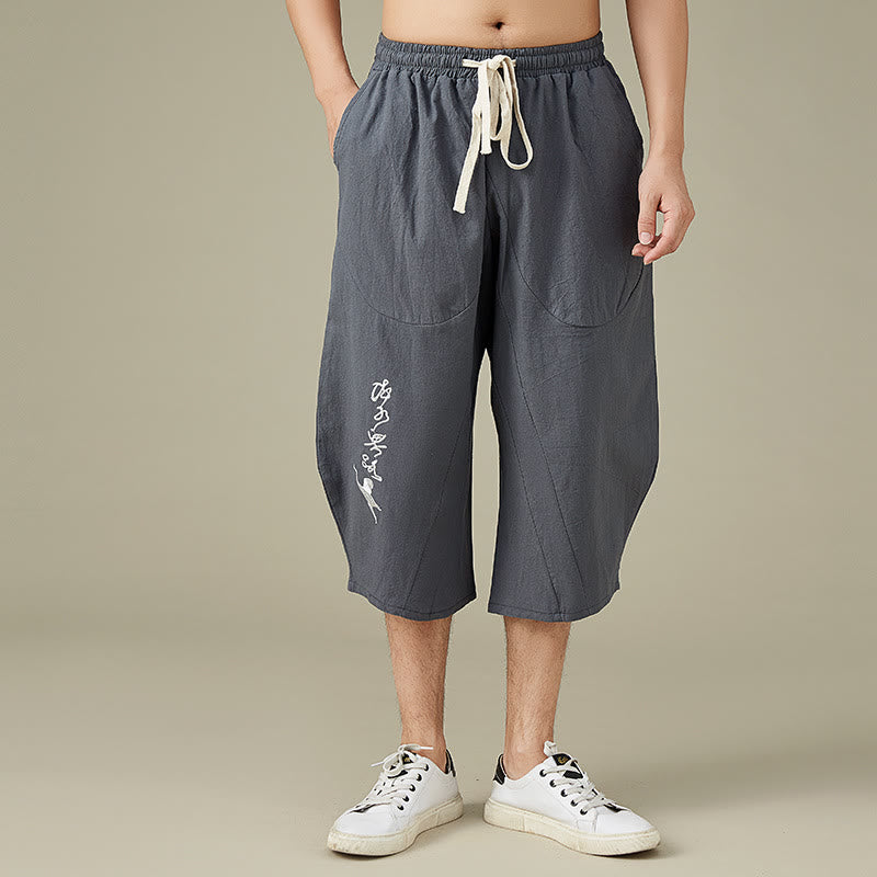 Casual Solid Color Men's Straight Leg Shorts With Pockets Leisure Cotton Men's Pants