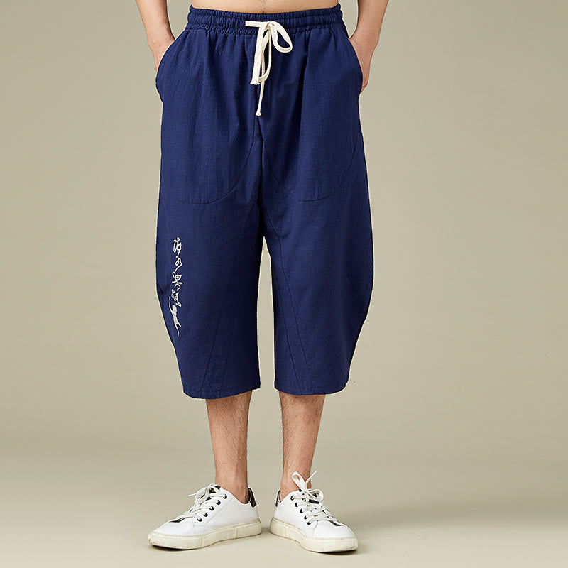 Casual Solid Color Men's Straight Leg Shorts With Pockets Leisure Cotton Men's Pants