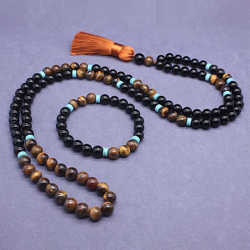 Tibetan Black Onyx Peaceful Mala Set