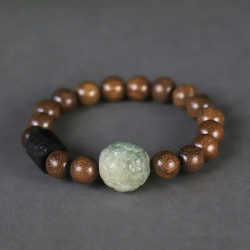 Sandalwood Bodhi Seed PiXiu Ebony Wood Bead Healing Bracelet