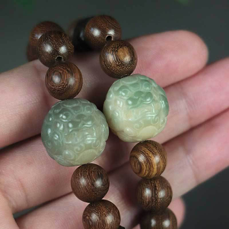 Sandalwood Bodhi Seed PiXiu Ebony Wood Bead Healing Bracelet