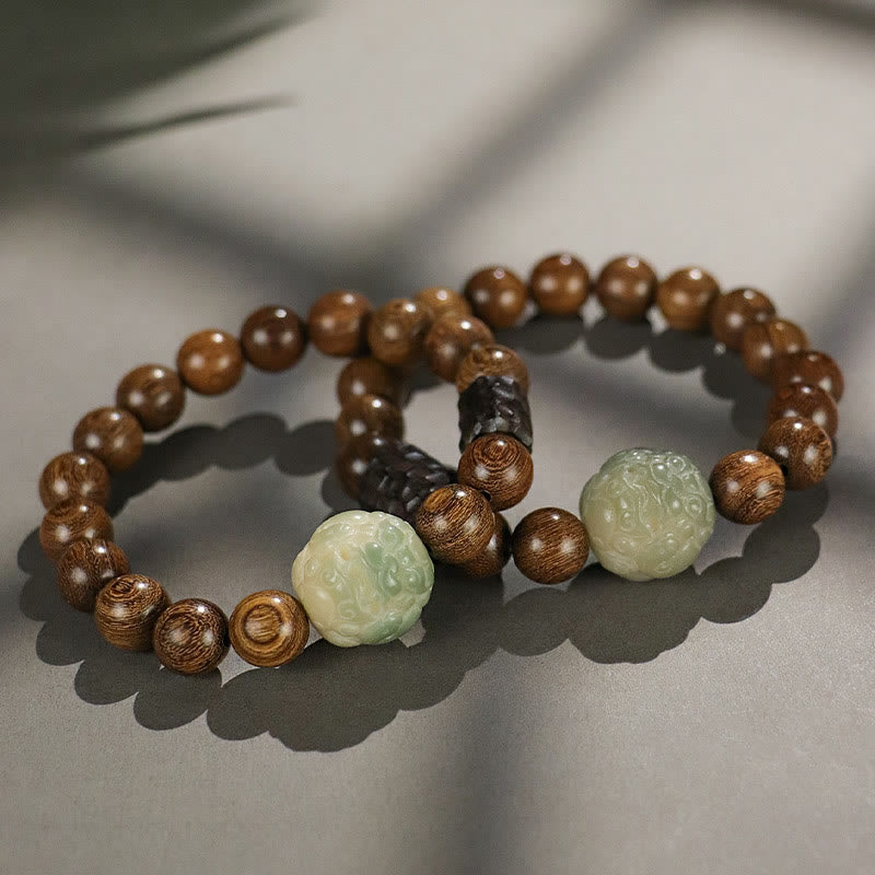 Sandalwood Bodhi Seed PiXiu Ebony Wood Bead Healing Bracelet