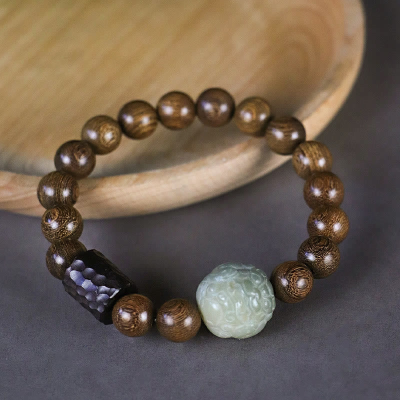 Sandalwood Bodhi Seed PiXiu Ebony Wood Bead Healing Bracelet