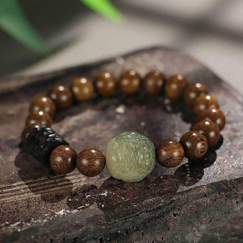 Sandalwood Bodhi Seed PiXiu Ebony Wood Bead Healing Bracelet