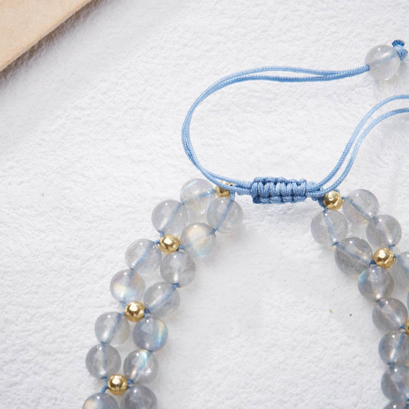 Natural Moonstone Butterfly Bamboo Healing String Bracelet