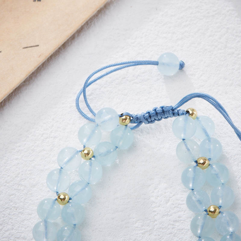 Natural Gemstone Gold & Copper Butterfly Bamboo Bracelet with Aquamarine Amethyst or Moonstone
