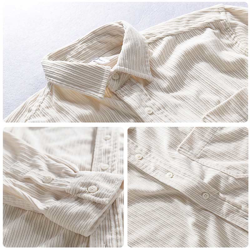 Men's Long Sleeve Turn-down Collar With Pocket Corduroy Casual Shirt