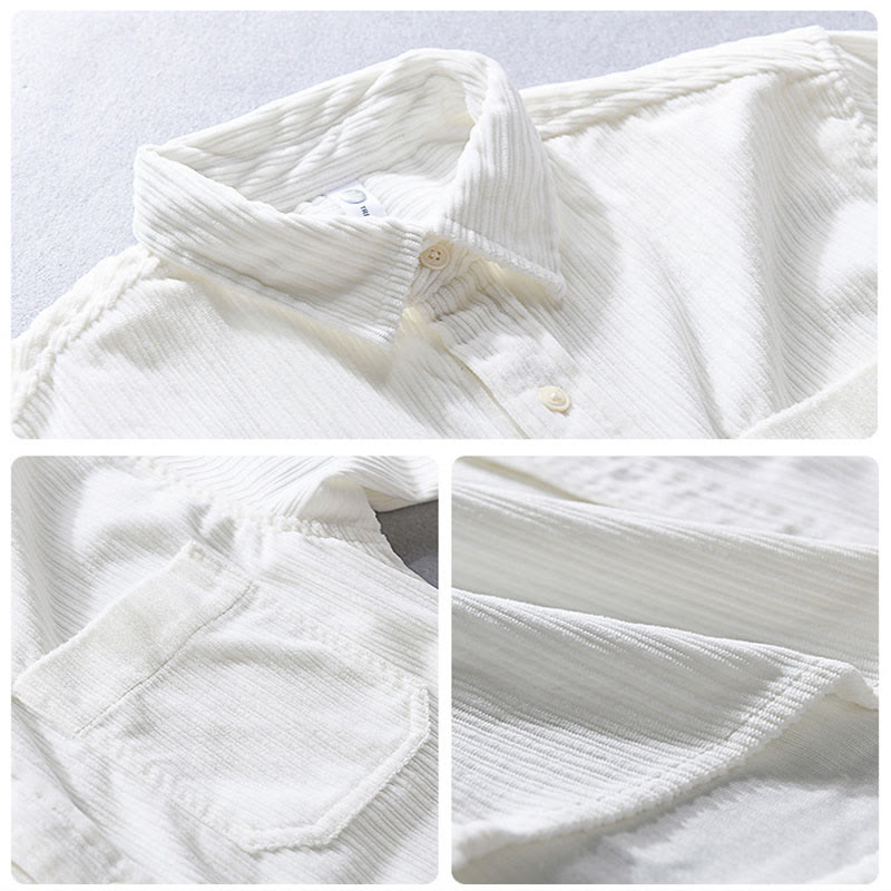 Men's Long Sleeve Turn-down Collar With Pocket Corduroy Casual Shirt