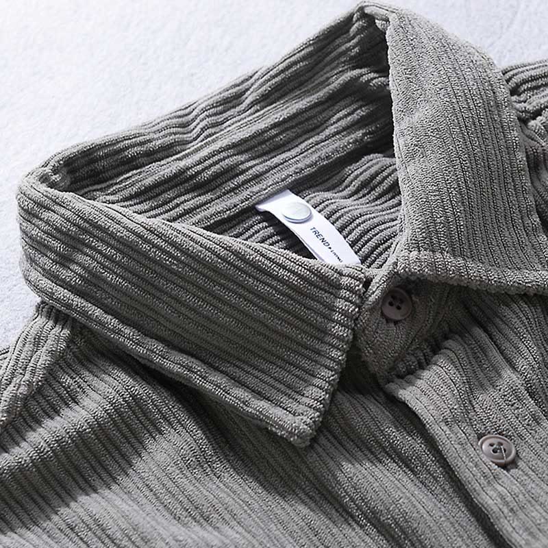 Men's Long Sleeve Turn-down Collar With Pocket Corduroy Casual Shirt