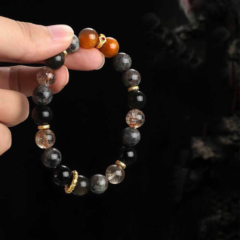 Sun Stone Lava Rock Positive Bracelet