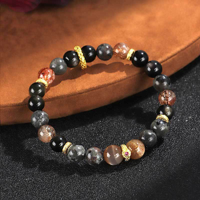 Sun Stone Lava Rock Positive Bracelet