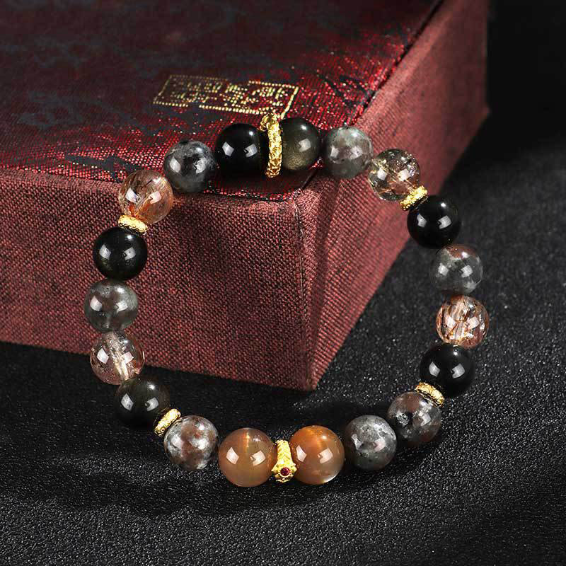 Sun Stone Lava Rock Positive Bracelet