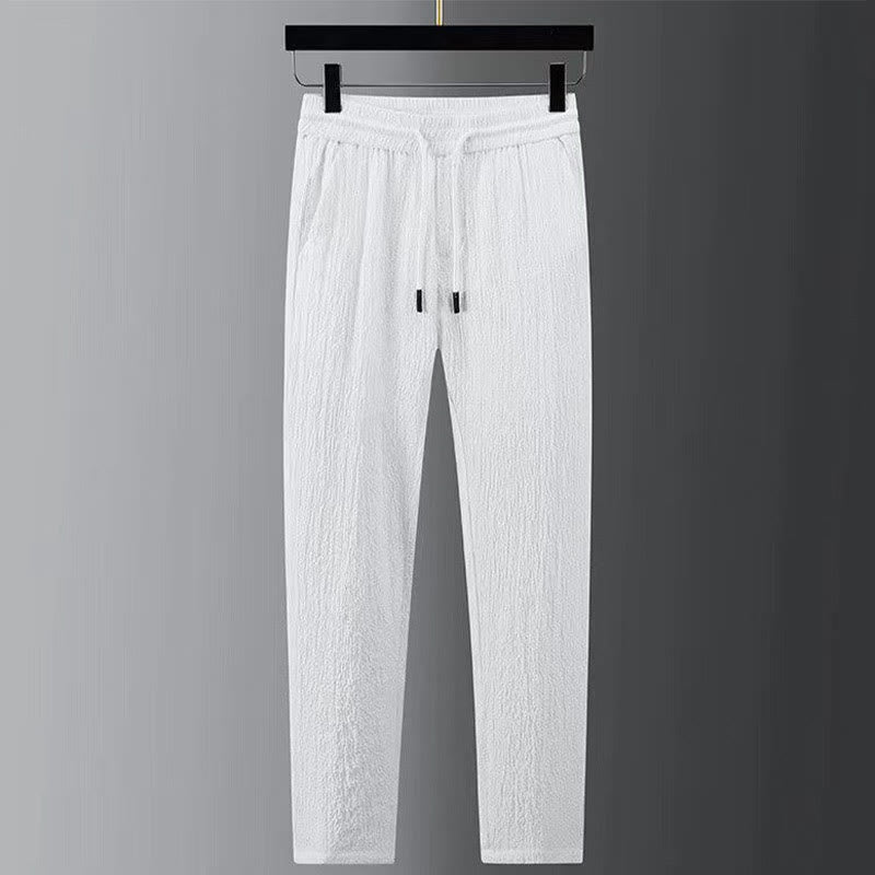 Pure Color Long Sleeve Top Pants Clothing Men's Set