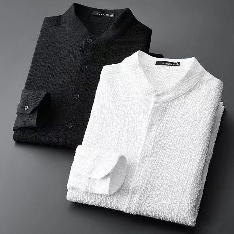 Pure Color Long Sleeve Top Pants Clothing Men's Set