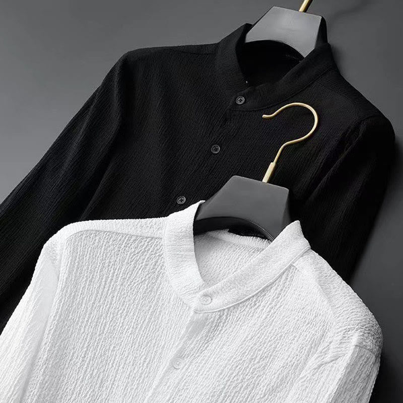 Pure Color Long Sleeve Top Pants Clothing Men's Set
