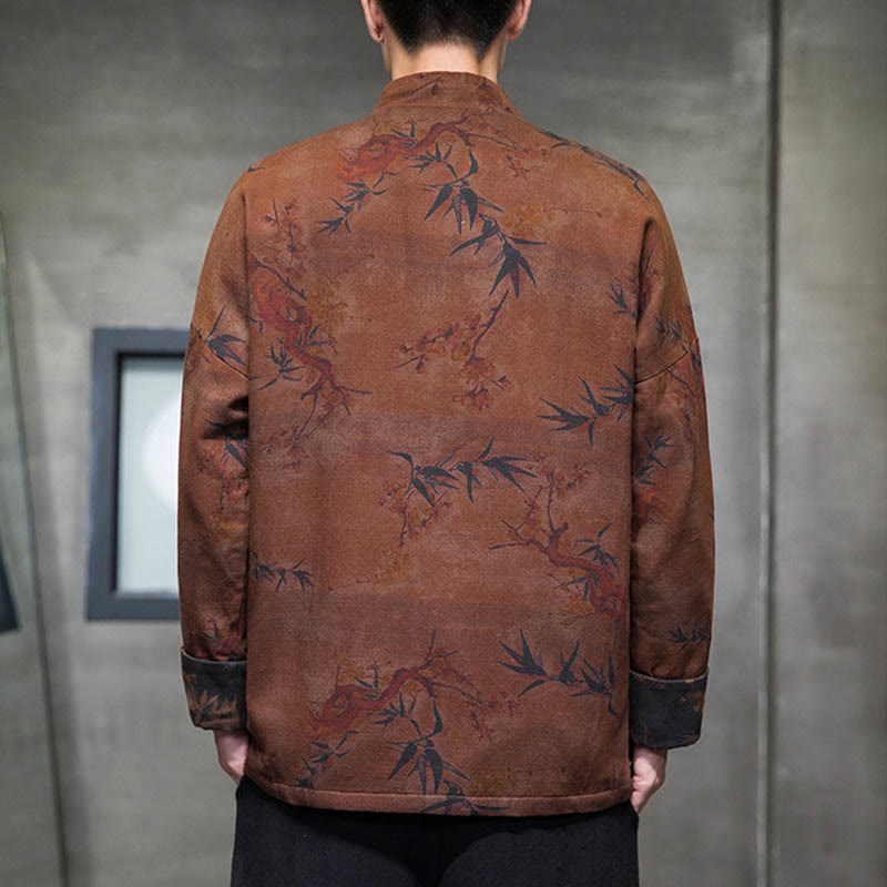 Frog-Button Chinese Tang Suit Long Shirt Cotton Men Jacket Clothing