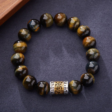 Tiger Eye Six True Words Courage Bracelet