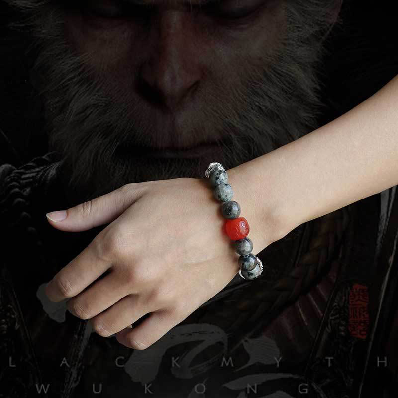 Natural Gold Sheen Obsidian, Red Agate and Volcanic Lava Stone Beaded Bracelet