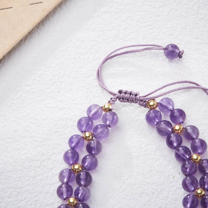 Amethyst Butterfly Bamboo Balance Relieves Stress Braided String Bracelet