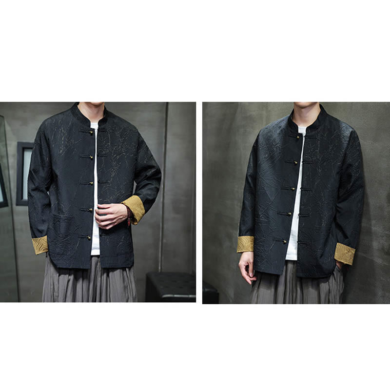 Lightweight Nylon Structured Frog-Button Meditation Jacket Shirt