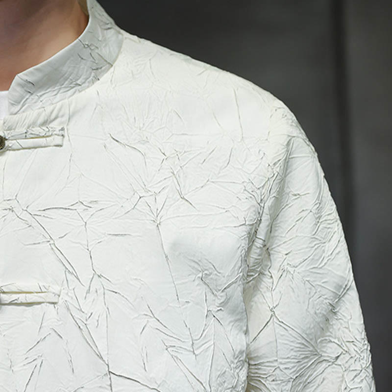 Lightweight Nylon Structured Frog-Button Meditation Jacket Shirt