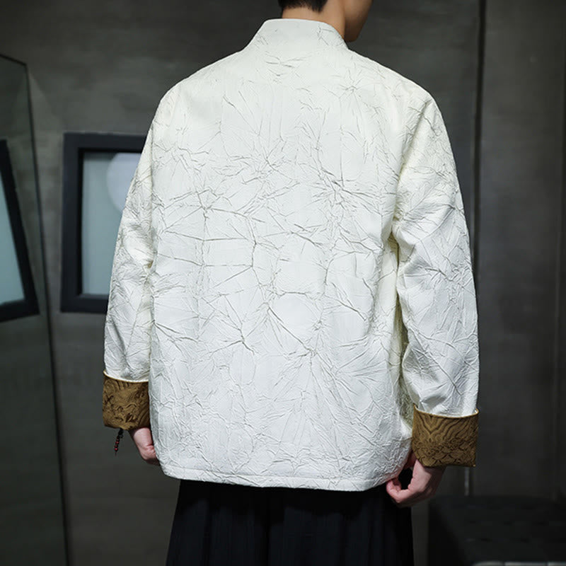 Lightweight Nylon Structured Frog-Button Meditation Jacket Shirt