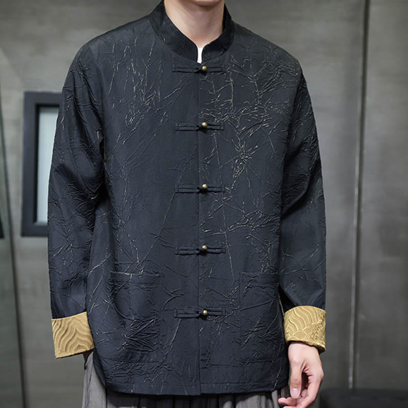 Lightweight Nylon Structured Frog-Button Meditation Jacket Shirt