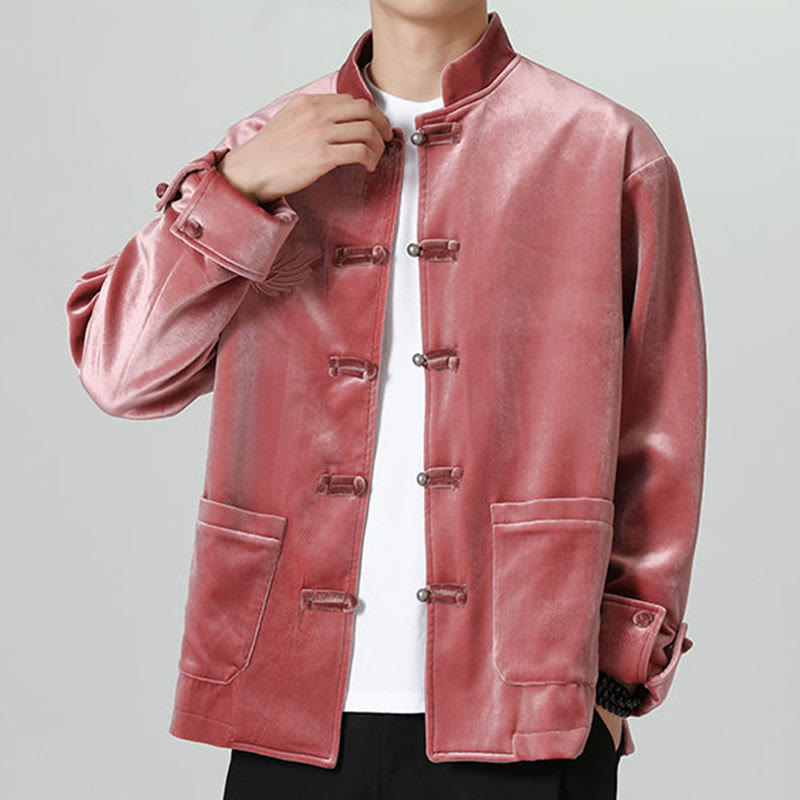 Embroider Dragon Casual Frog-button Cotton Men's Jacket Shirt Clothing