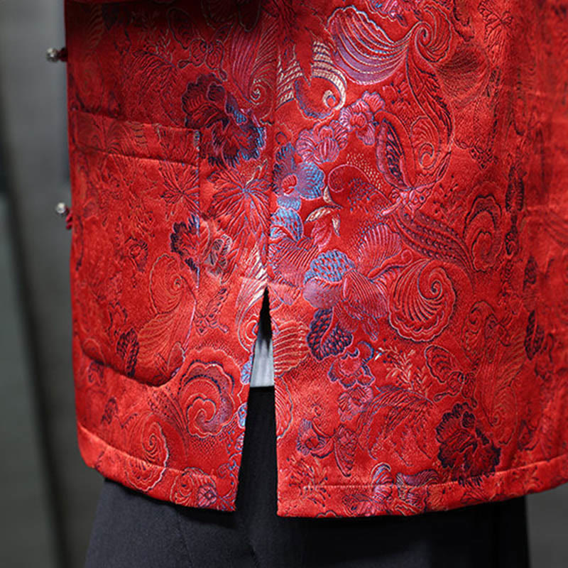 Frog-Button Chinese Tang Suit Stand Collar Long Shirt Men Jacket Clothing