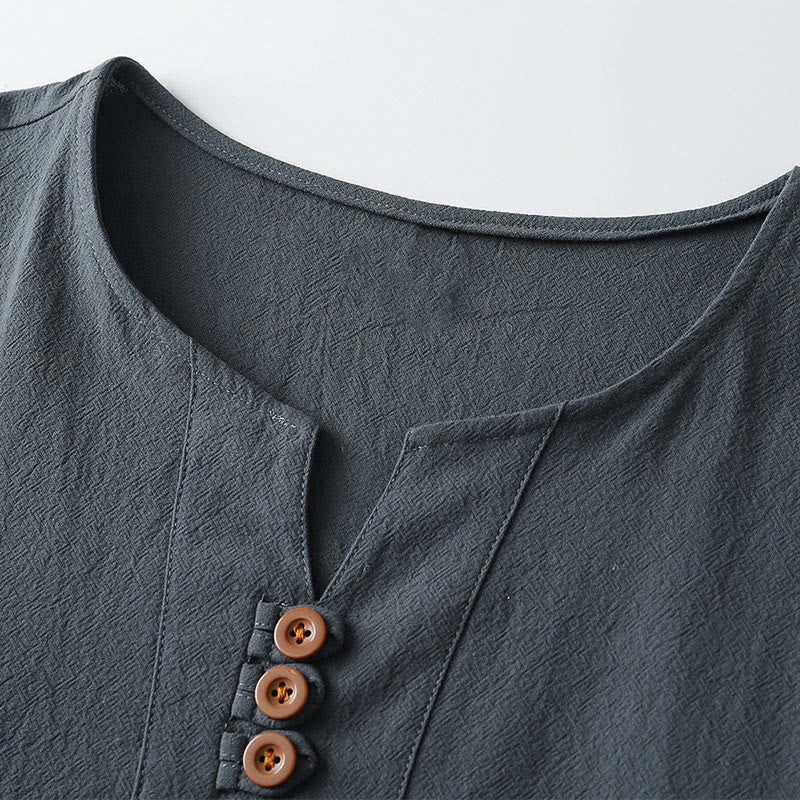 Breathable Linen Blend V-Neck Mindful Meditation T-Shirt