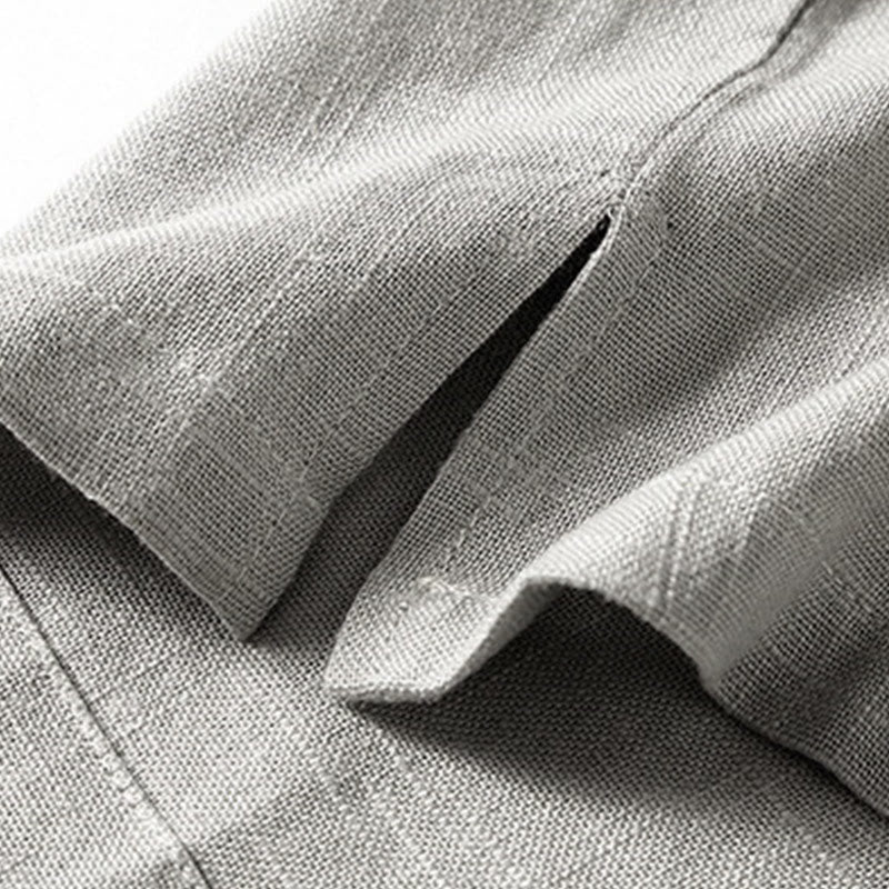 Tactile Linen Notched Neck Mindful Meditation Shirt